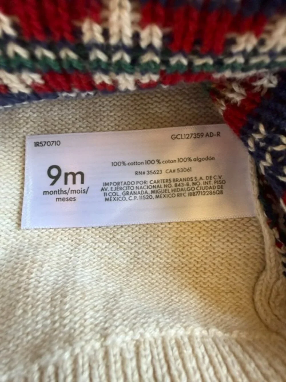 Carter’s LIKE NEW Fair Isle Reindeer Sweater & Pants Set Ivory Holiday 9M